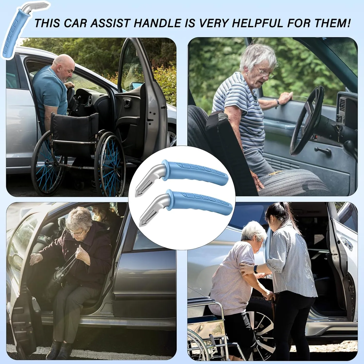 2 Pack Car Door Handle for Elderly Car Handle Assist Portable Vehicle Support Handle for Easy Sit to Stand Assistance  for Seniors and Handicapped