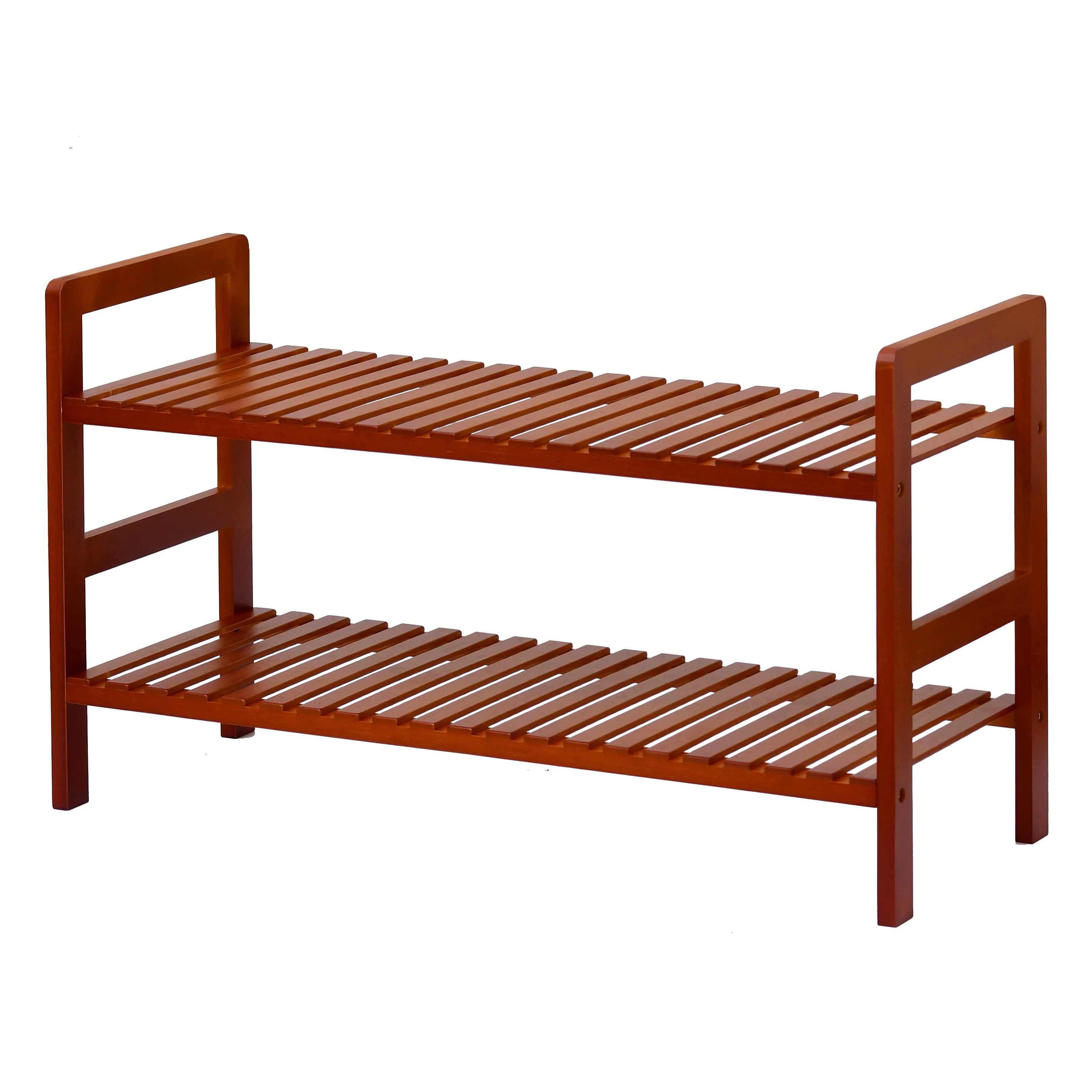 2-Tier Essential Natural Bamboo Shoe Rack Tawny Brown 70x27x40cm