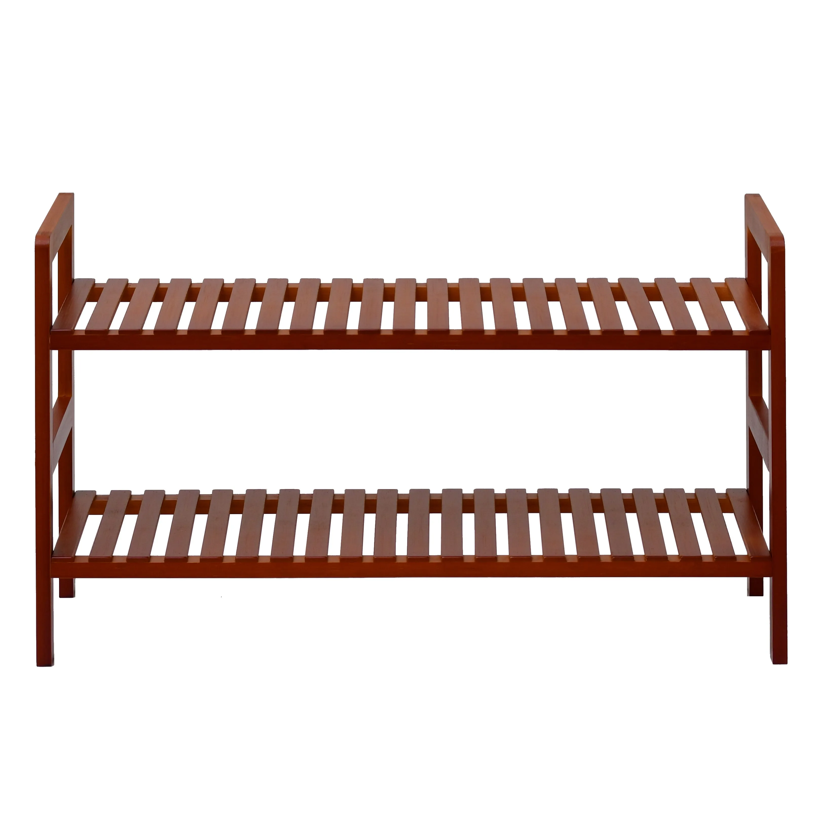 2-Tier Essential Natural Bamboo Shoe Rack Tawny Brown 70x27x40cm