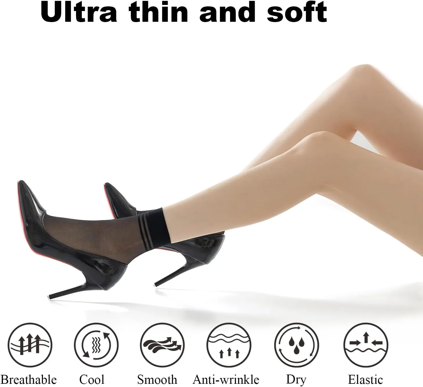 20 Pairs Women's Ankle Sheer Nylon Socks Summer Thin Soft Tight Hosiery Reinforced Toe Stylish Socks