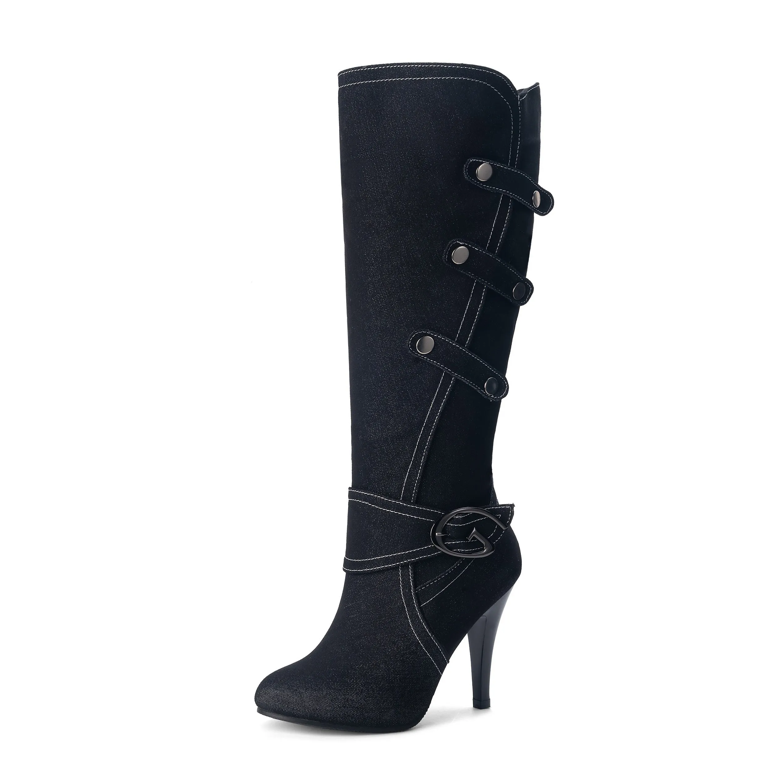 2024 Fashion Women's OverThe Knee Boots New Thin High Heels  Knee High Boots Pocket Block Jeans Boots 44