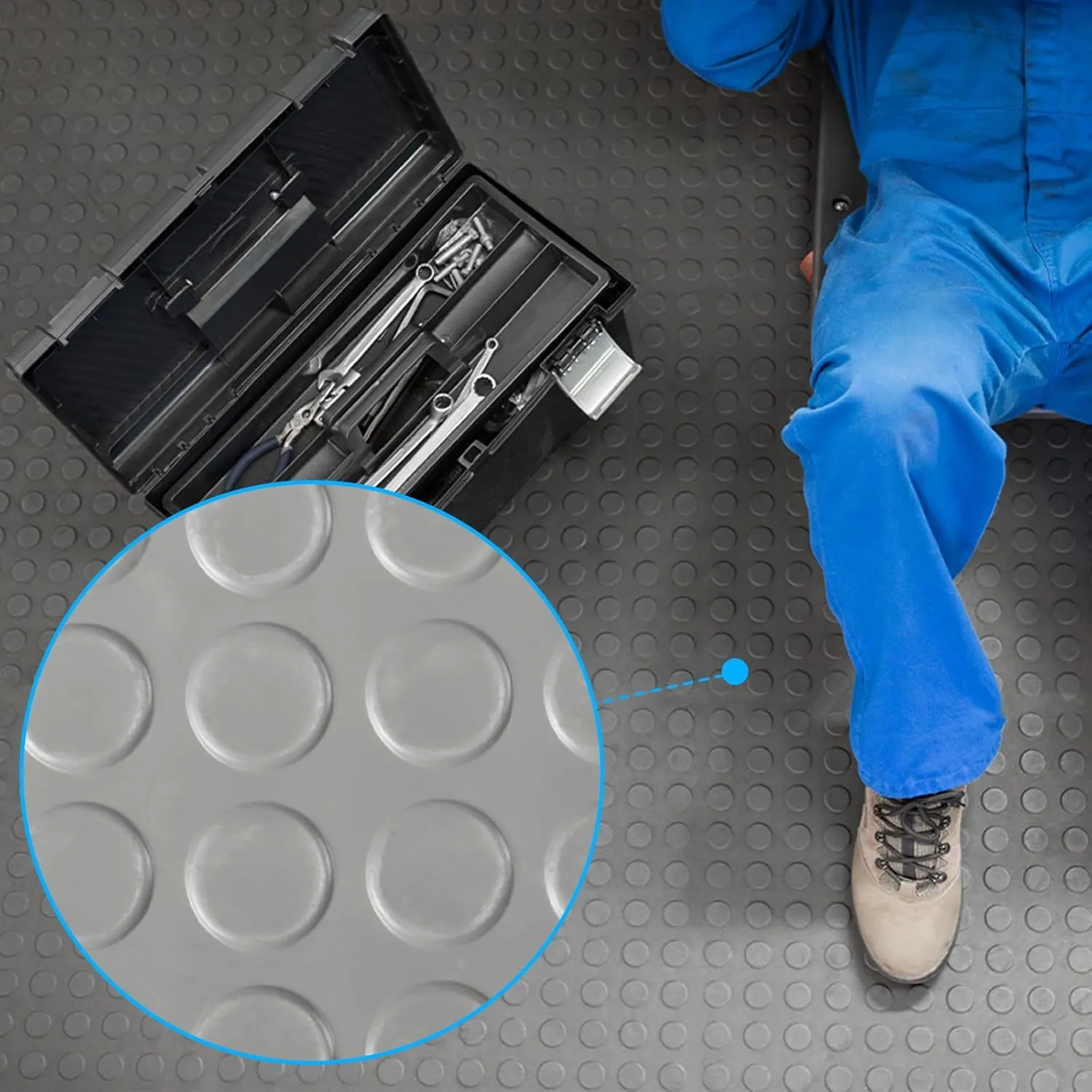 Anti-Slip Flexible PVC Industrial Flooring 100% PVC, Flame Resistant, Oil & Grease Resistant, Easy Install, Hygienic, Anti-Fatigue - Linear Metre