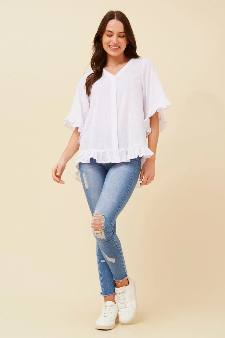 ATTORA FRILL DETAIL TOP