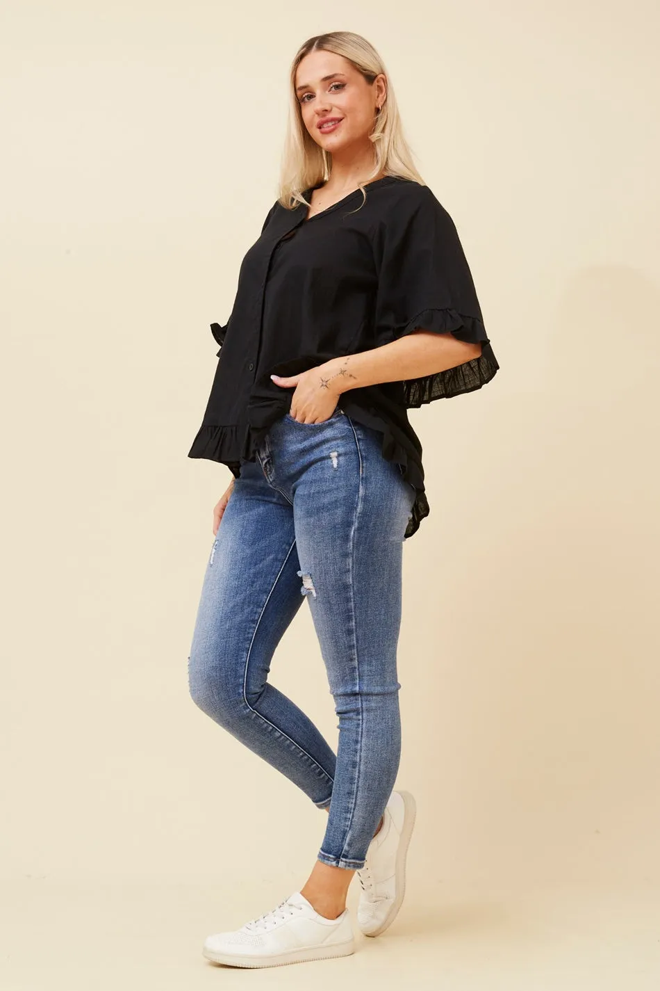 ATTORA FRILL DETAIL TOP