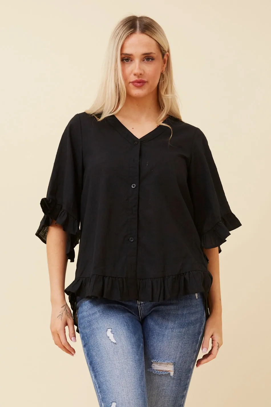 ATTORA FRILL DETAIL TOP