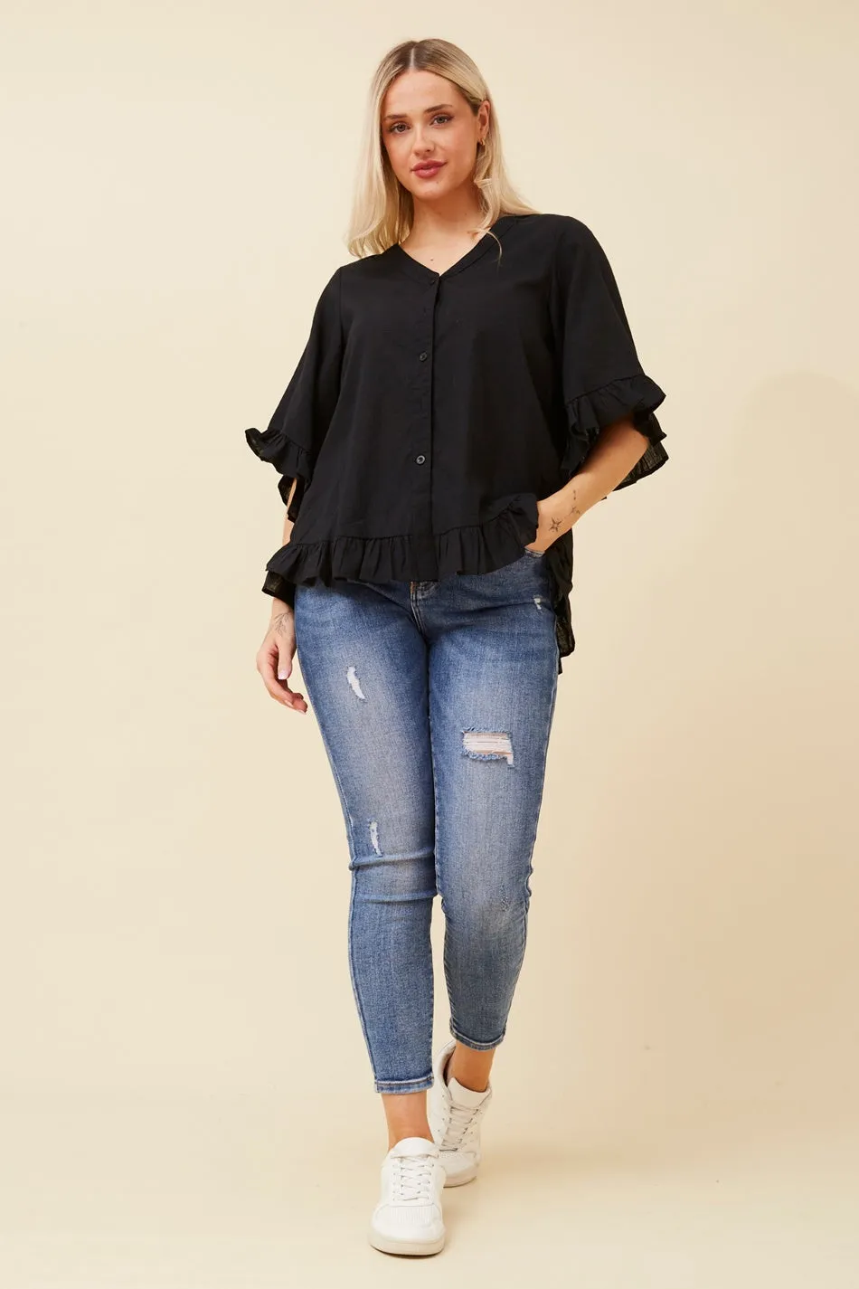 ATTORA FRILL DETAIL TOP