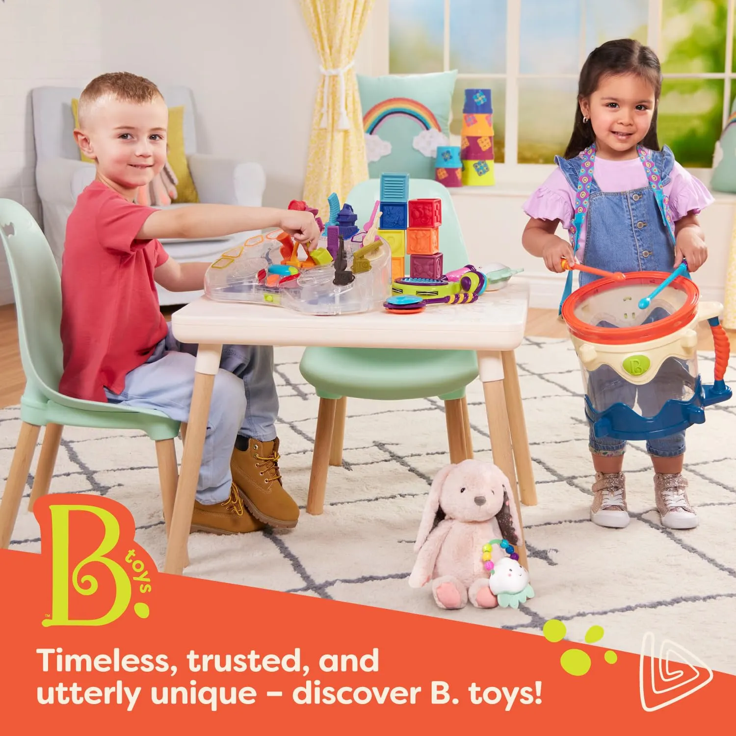 B. Toys- Smooth Rider- Ride On- Wooden Toddler Bike – Balance Toys for Toddlers – Push & Ride Bike – Four Wheels – 18 Months  , Large, Multicolor