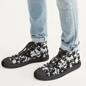 Bar Hopping, Hightop Canvas Sneakers - Black Sole