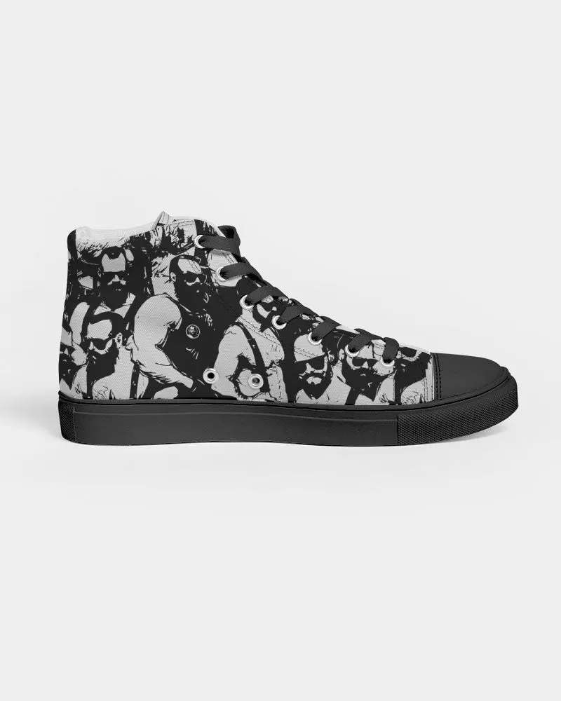Bar Hopping, Hightop Canvas Sneakers - Black Sole