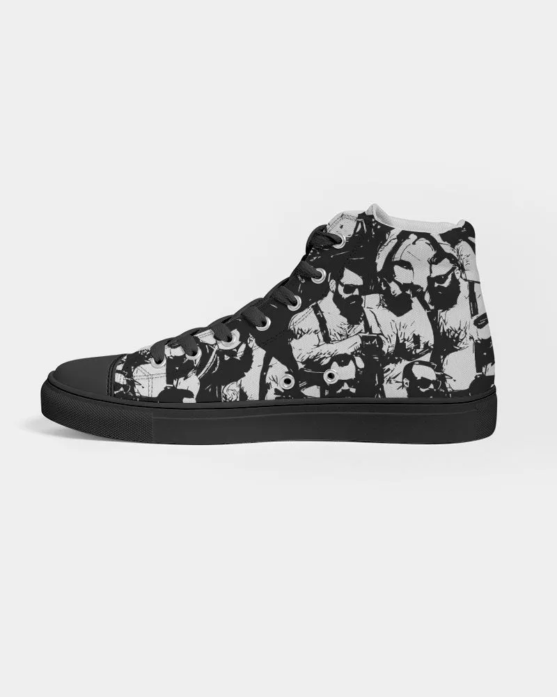 Bar Hopping, Hightop Canvas Sneakers - Black Sole