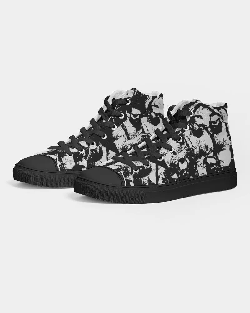Bar Hopping, Hightop Canvas Sneakers - Black Sole