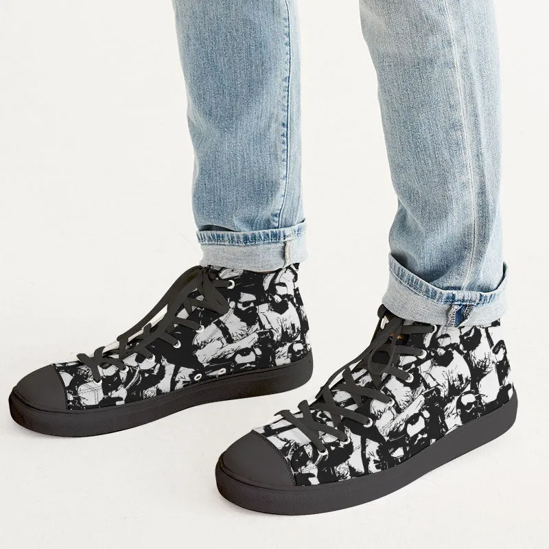 Bar Hopping, Hightop Canvas Sneakers - Black Sole