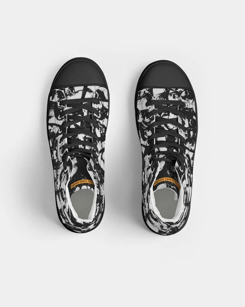 Bar Hopping, Hightop Canvas Sneakers - Black Sole