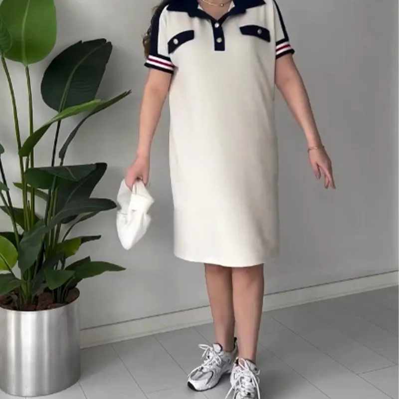 Beperkte uitverkoop 50% UITDames Casual Fashion Kapsel Korte Mouw Jurk