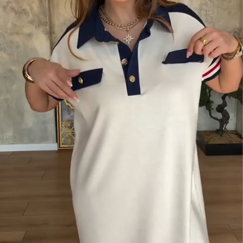 Beperkte uitverkoop 50% UITDames Casual Fashion Kapsel Korte Mouw Jurk