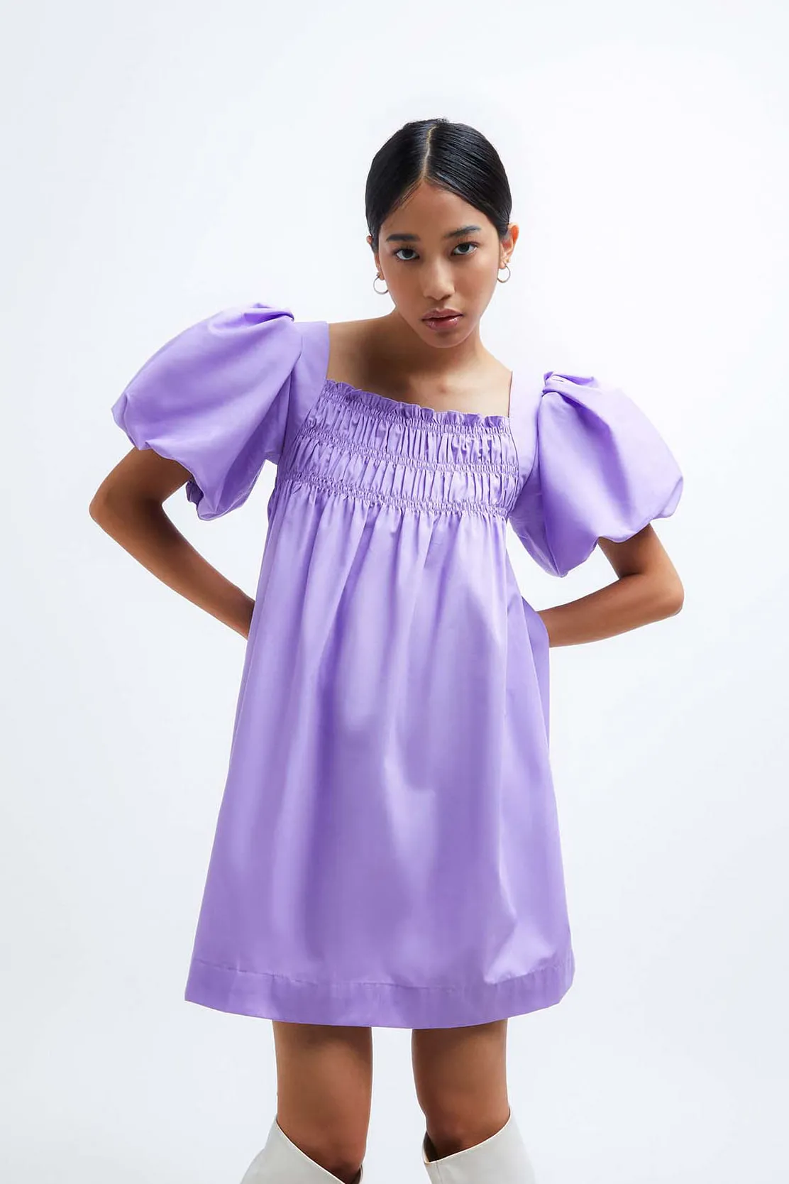 Bianca Puffed Sleeve Babydoll Dress