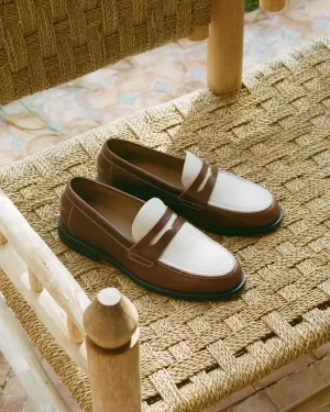 Brown and White Universtone Penny Loafers - Summer 2024 Collection