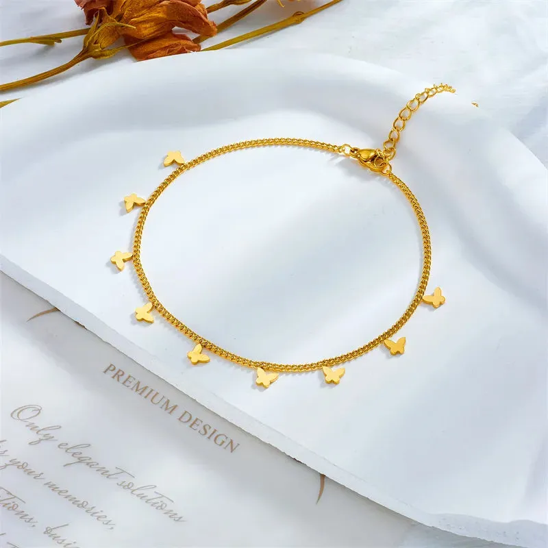 Butterfly Charm Gold Anklet