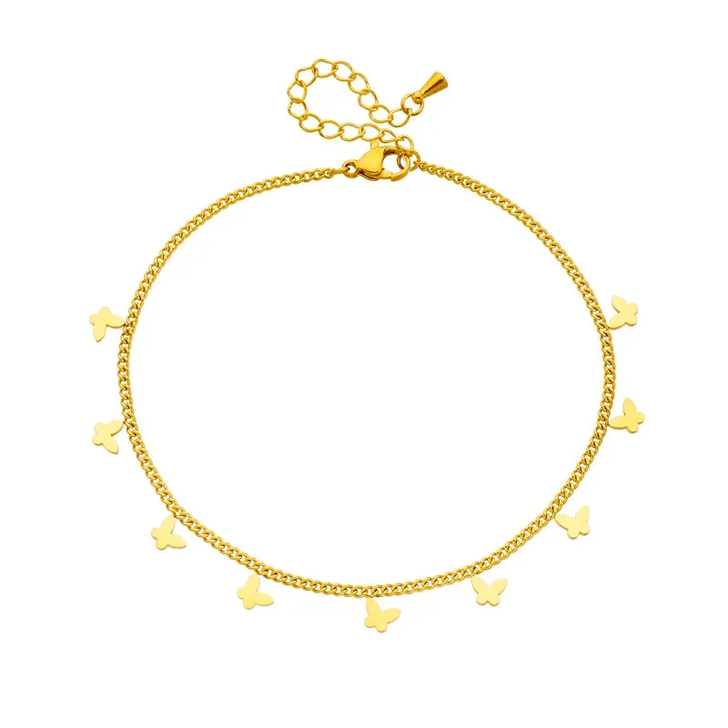 Butterfly Charm Gold Anklet