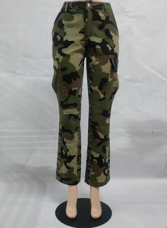 Casual Fashion High Waist Camouflage Pants