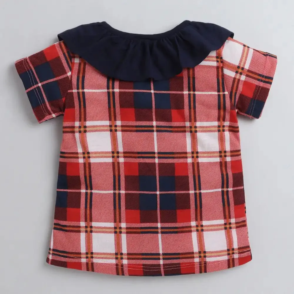 Checkered Neck Frill Leggings Set