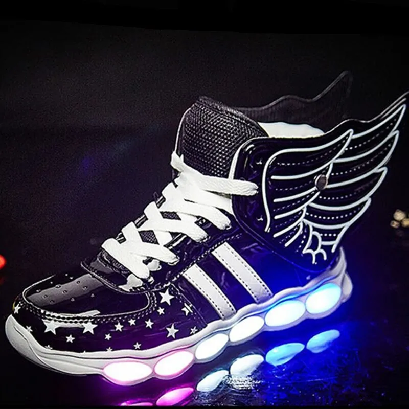 Children USB Charge Wear-resistant Glowing Sneakers Girl Led Light Up Shoes