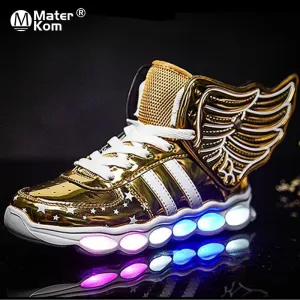 Children USB Charge Wear-resistant Glowing Sneakers Girl Led Light Up Shoes