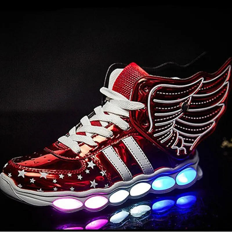 Children USB Charge Wear-resistant Glowing Sneakers Girl Led Light Up Shoes