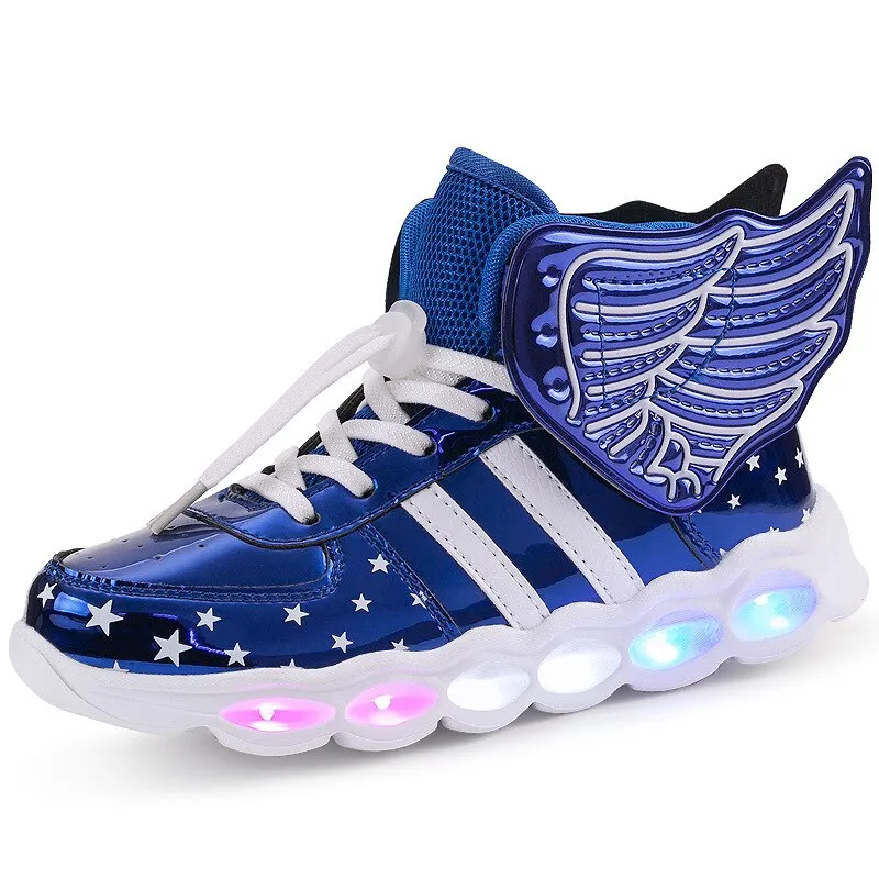 Children USB Charge Wear-resistant Glowing Sneakers Girl Led Light Up Shoes