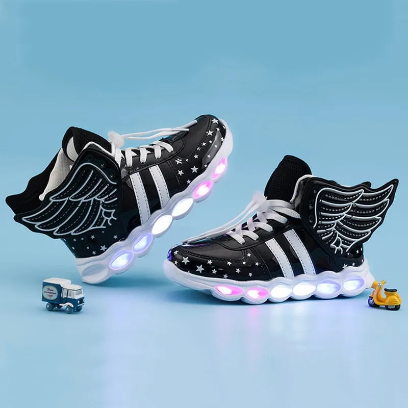 Children USB Charge Wear-resistant Glowing Sneakers Girl Led Light Up Shoes