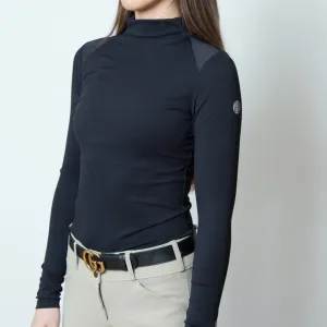Chloe High Collar Technical Top - Black - Ladies