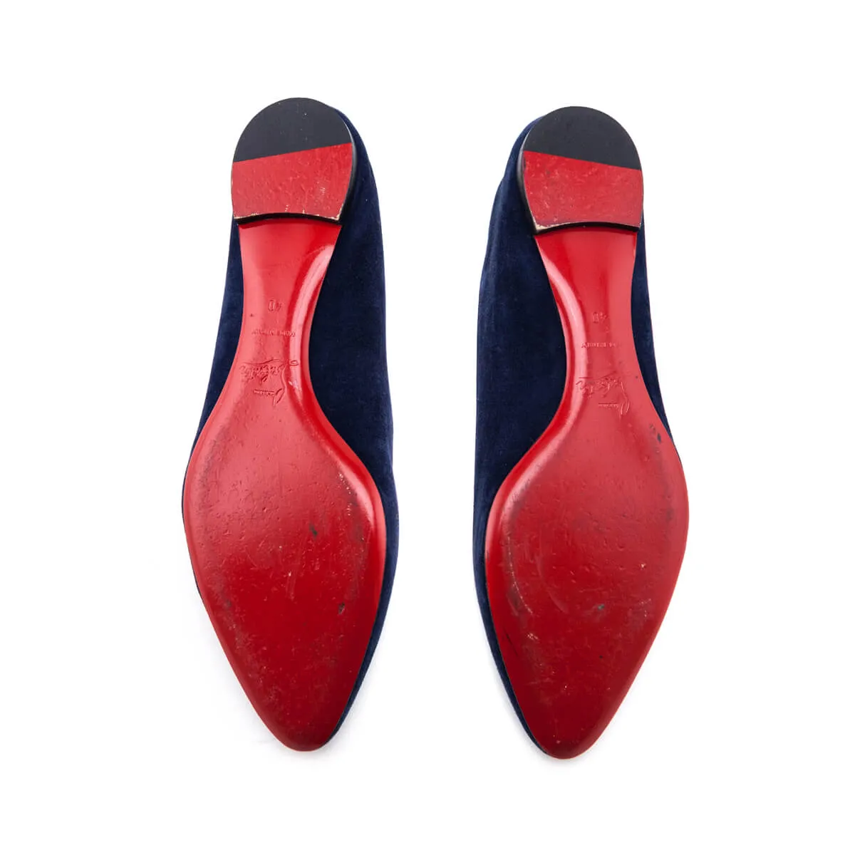 Christian Louboutin Navy Blue Suede Pointed Toe Ballet Flats Size US 10 | EU 40