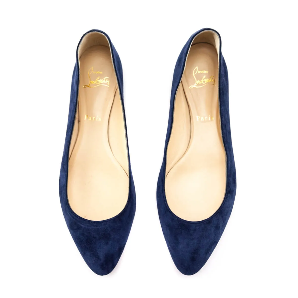 Christian Louboutin Navy Blue Suede Pointed Toe Ballet Flats Size US 10 | EU 40