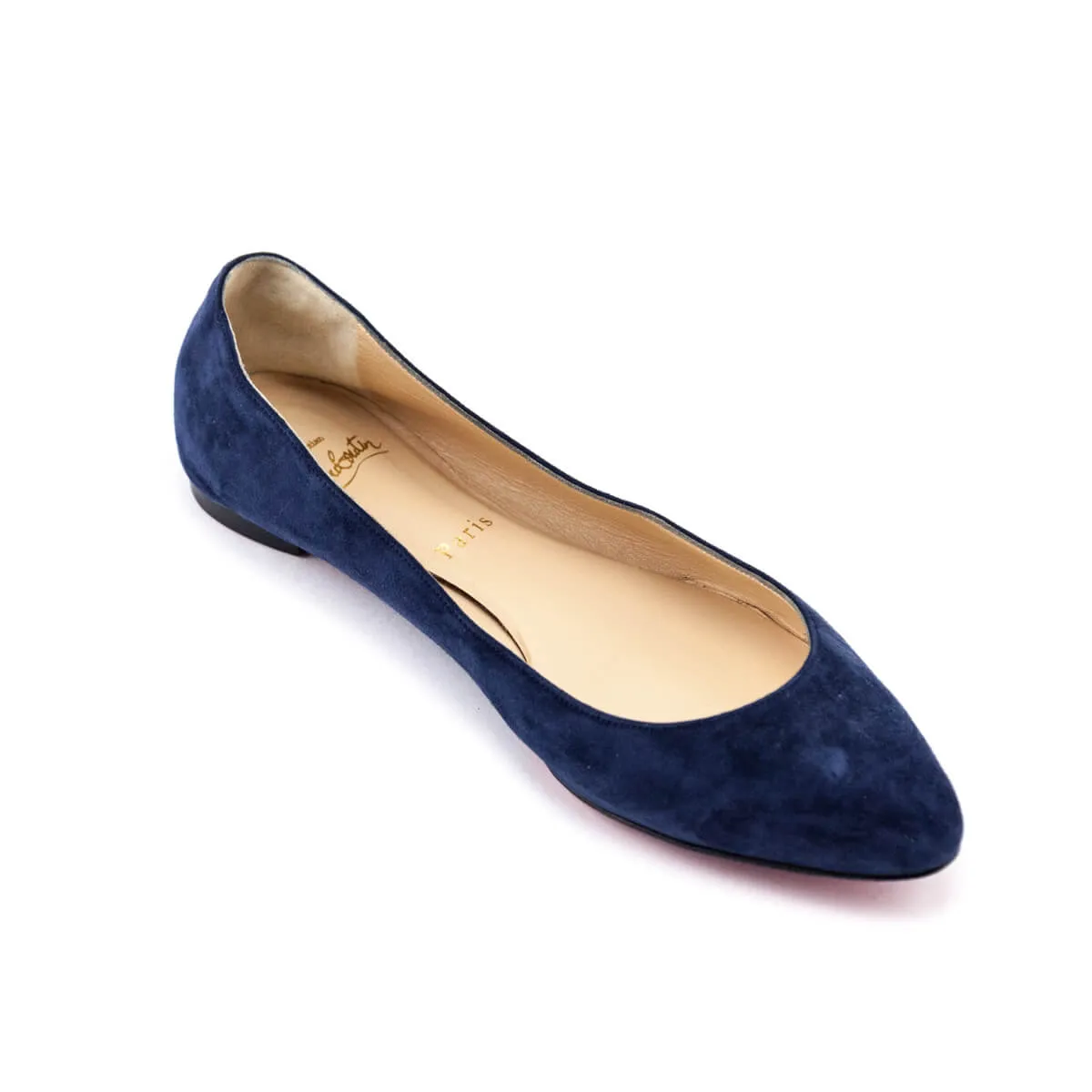 Christian Louboutin Navy Blue Suede Pointed Toe Ballet Flats Size US 10 | EU 40