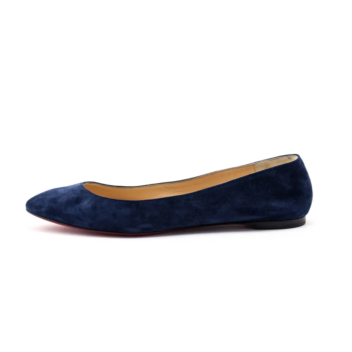Christian Louboutin Navy Blue Suede Pointed Toe Ballet Flats Size US 10 | EU 40