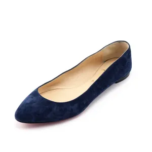 Christian Louboutin Navy Blue Suede Pointed Toe Ballet Flats Size US 10 | EU 40