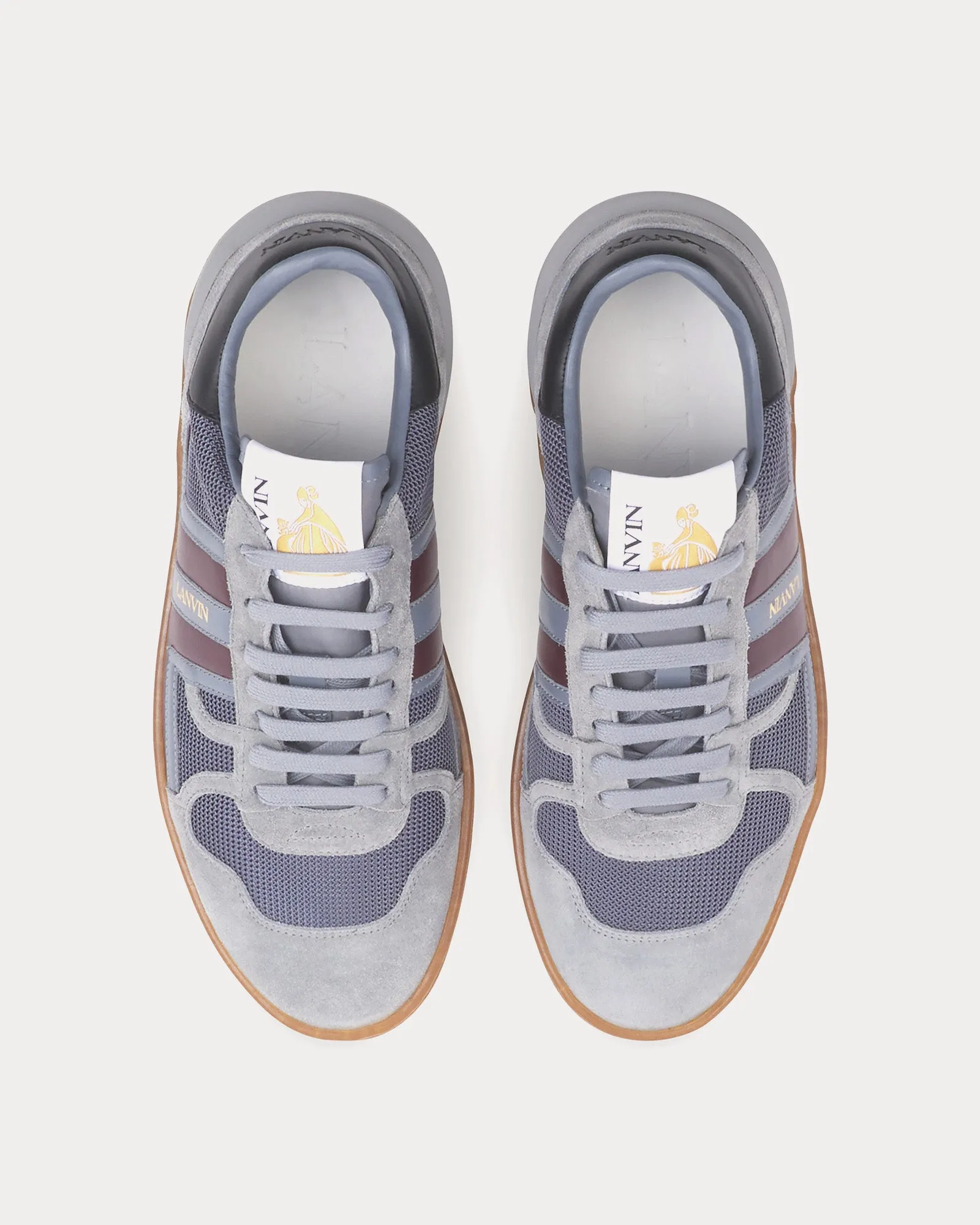 Clay Mesh Light Grey / Burgundy Low Top Sneakers
