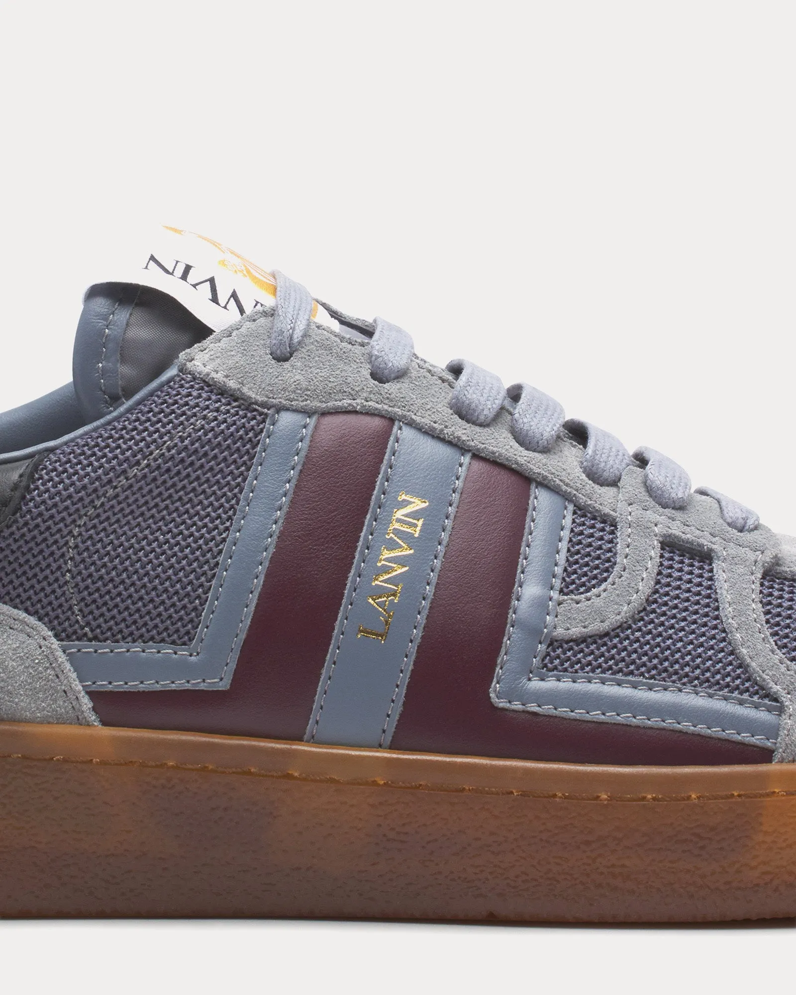 Clay Mesh Light Grey / Burgundy Low Top Sneakers