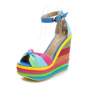 Colorful Platform Wedges Shoes