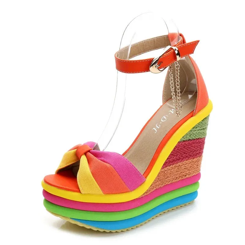 Colorful Platform Wedges Shoes