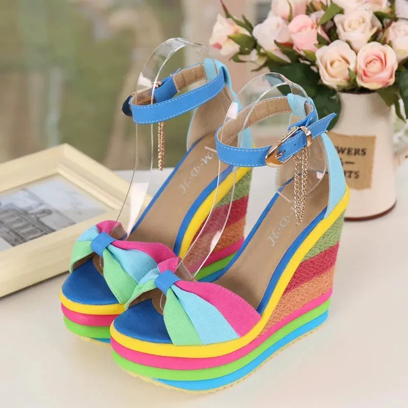 Colorful Platform Wedges Shoes