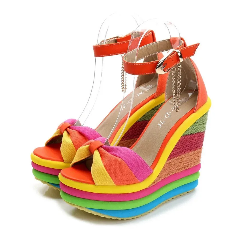 Colorful Platform Wedges Shoes