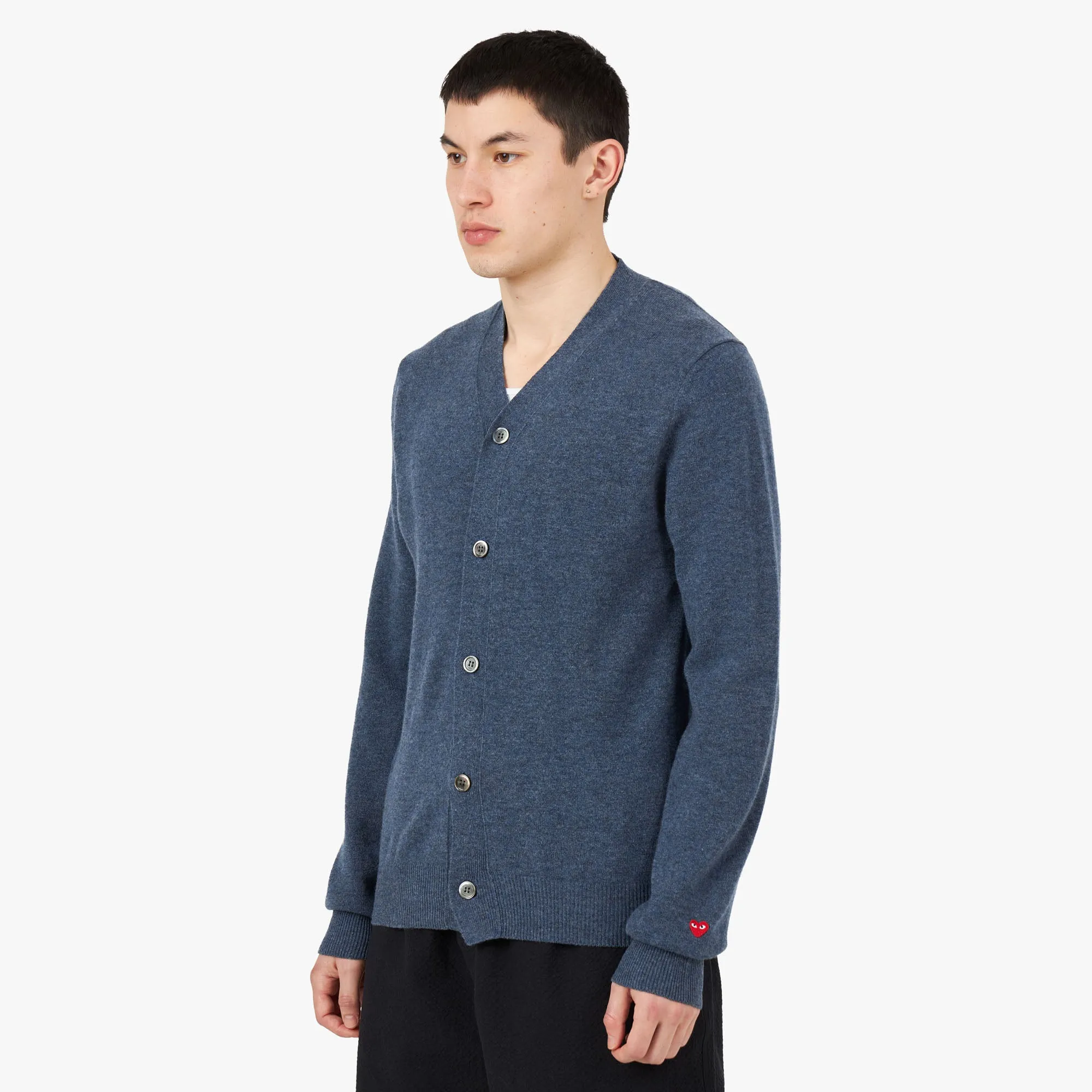 COMME des GAR�ONS PLAY Small Red Heart Cardigan / Navy