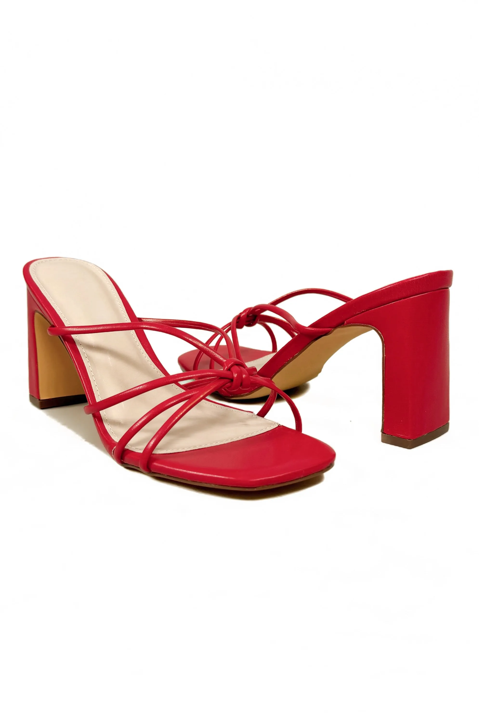 Dance Away Strappy Heels in Red Size 6