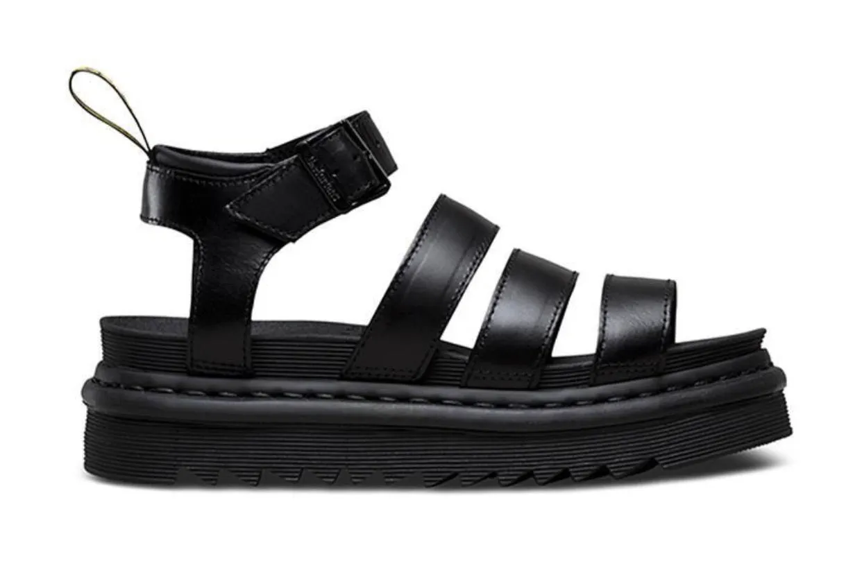 Dr. Martens Blaire Chunky Black Sandal Buckle 3 Strap