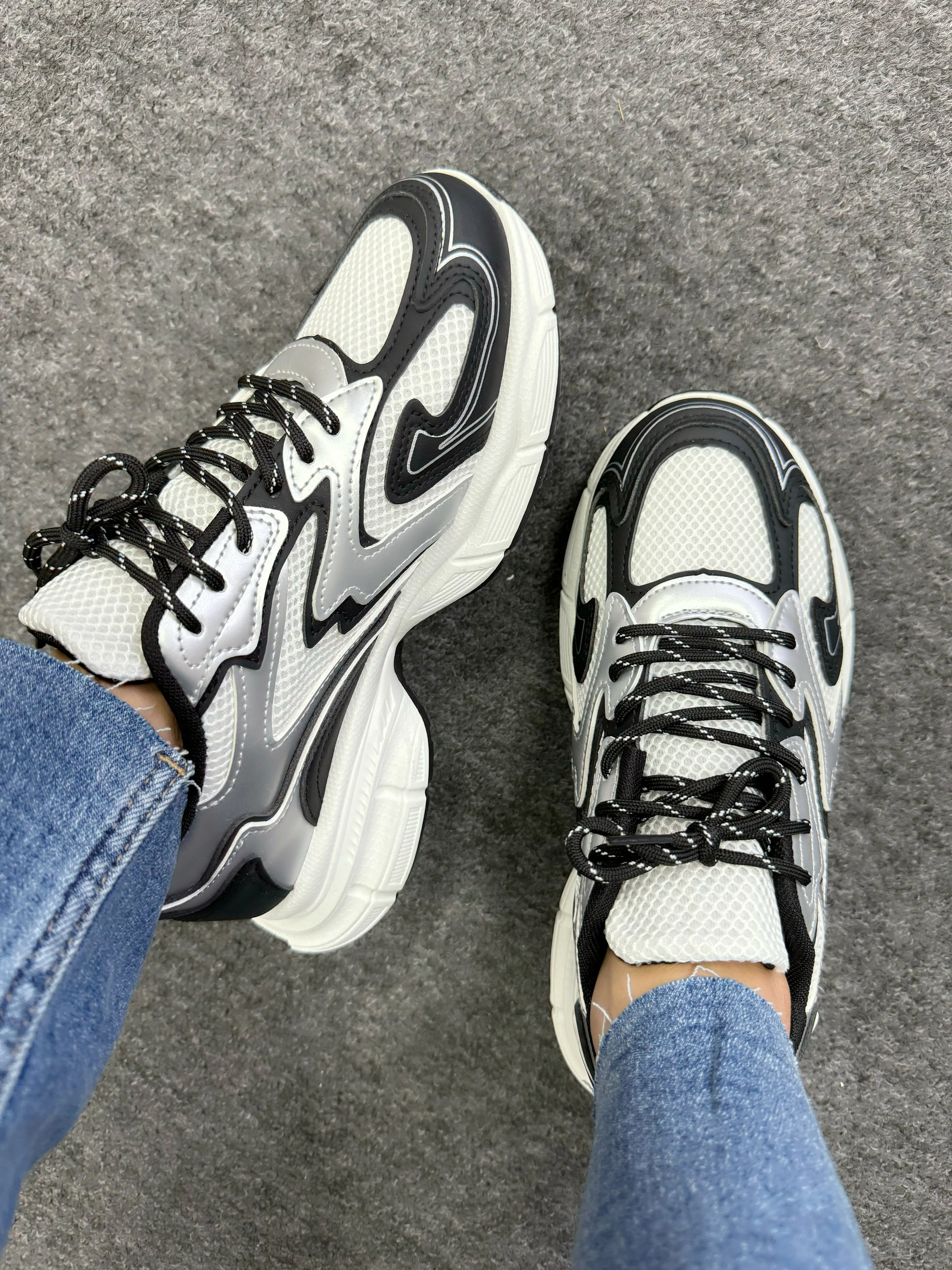 Easton Mesh Detail Asymmetrical Design Trainers