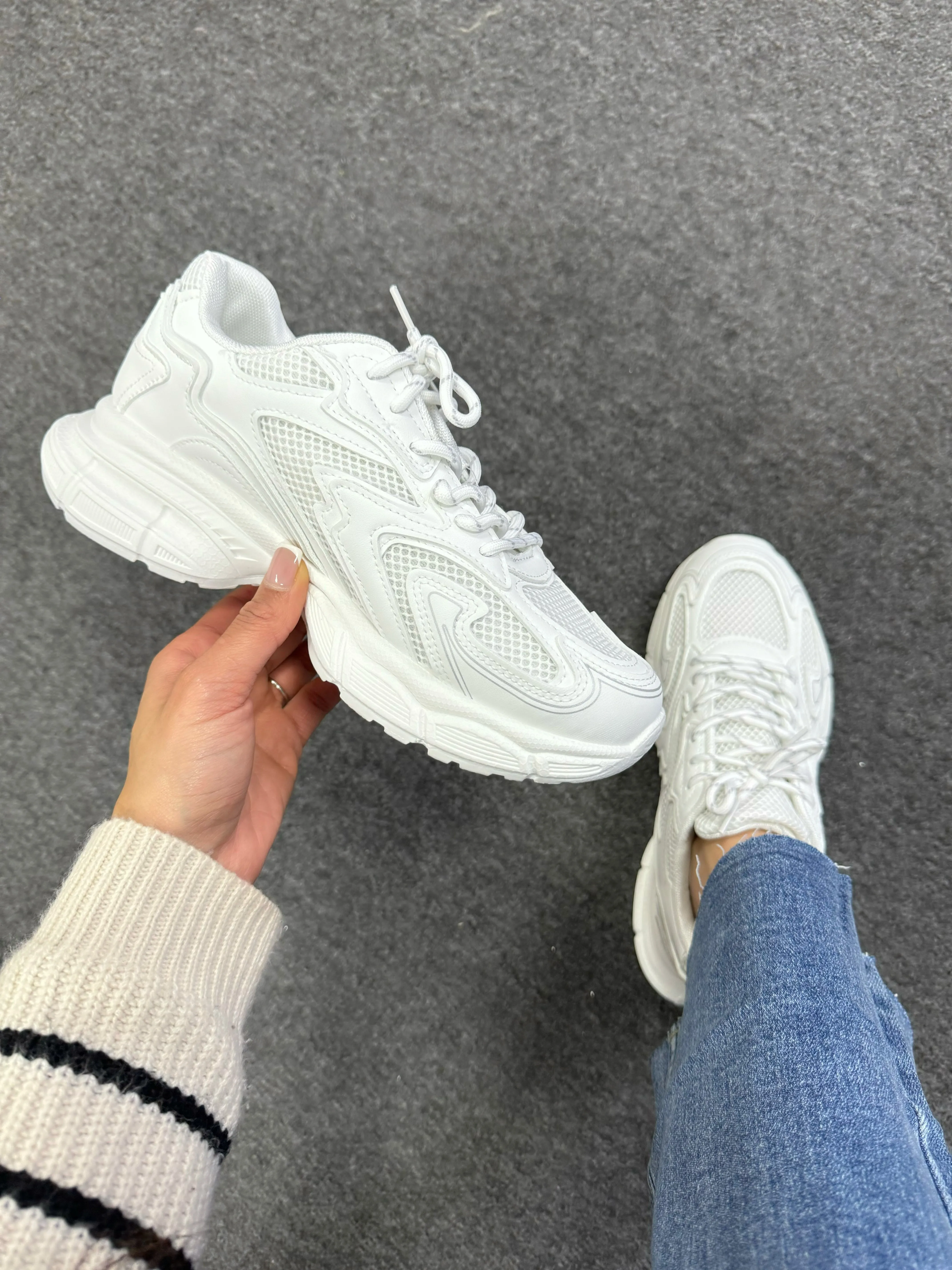 Easton Mesh Detail Asymmetrical Design Trainers