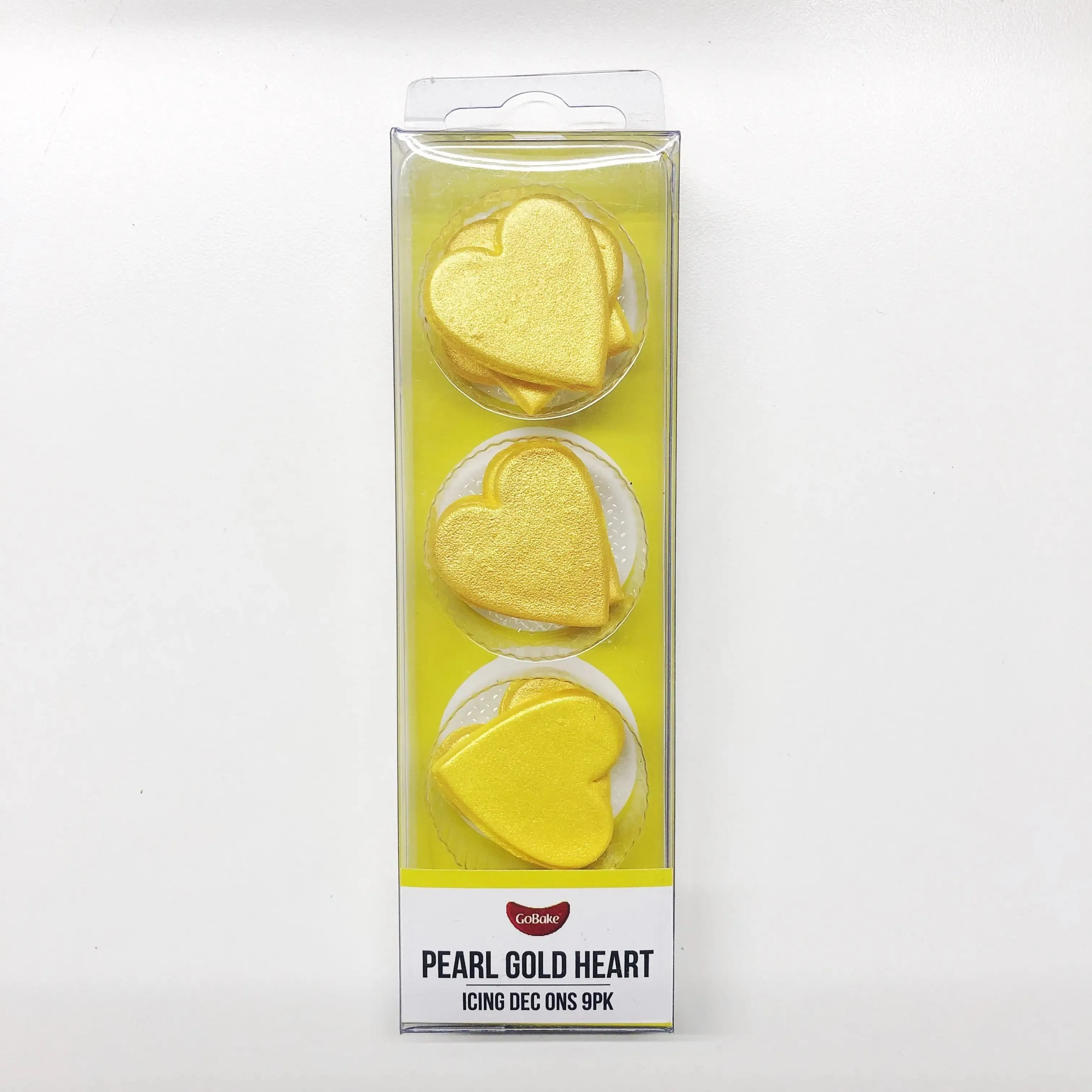 Edible Pearl Gold Heart Dec Ons - 12 Pack