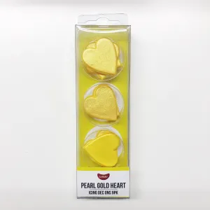 Edible Pearl Gold Heart Dec Ons - 12 Pack