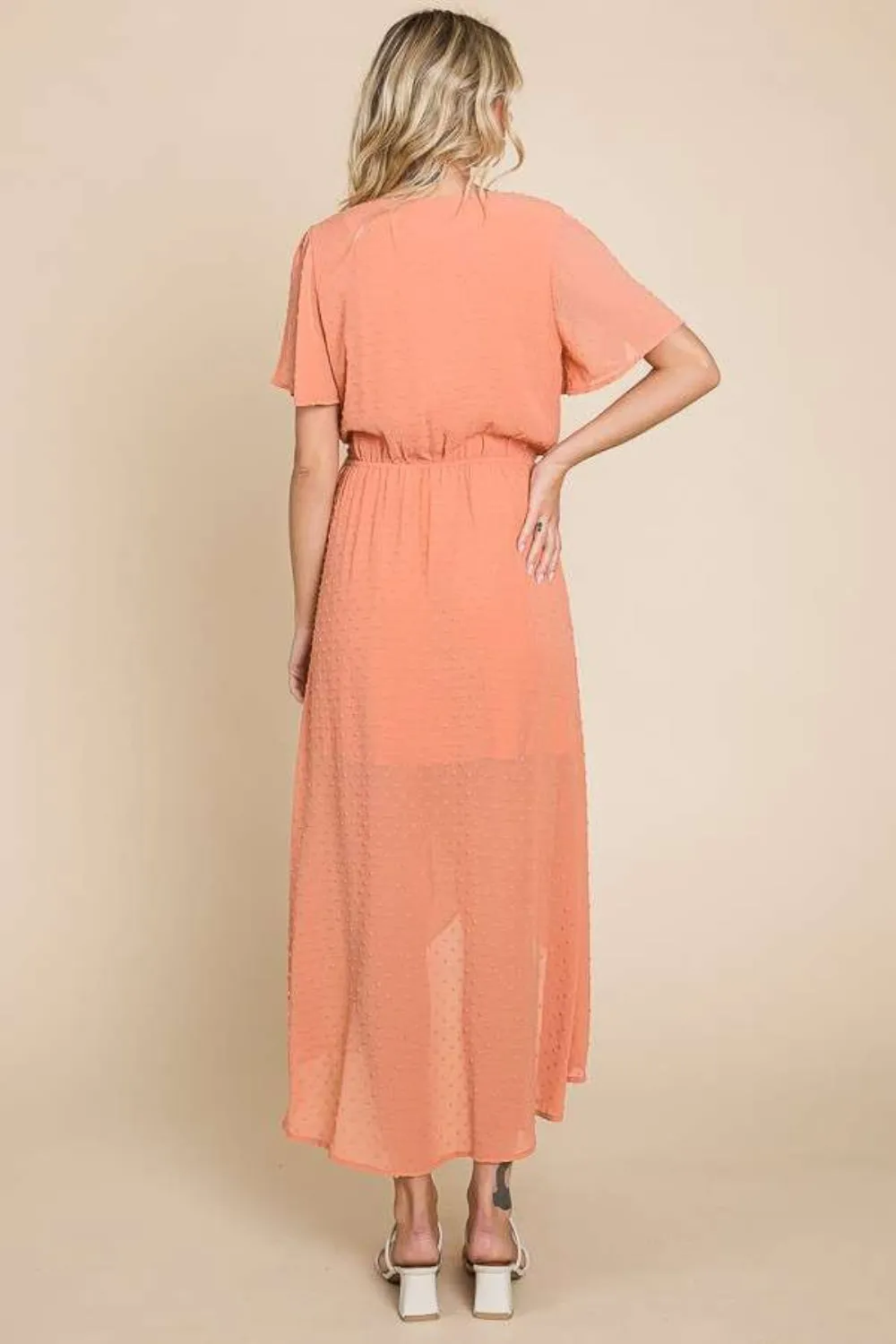 Effortless Elegance Peach Wrap Dress – Perfect for Any Occasion